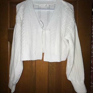 Altar'd State White Cable Knit Cardigan Sweater
